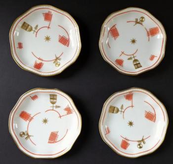 Four bowls, gilded and red ornament - Rosenthal